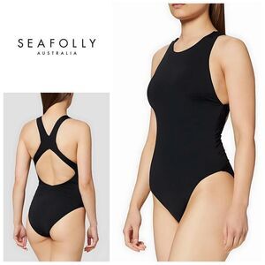 New. Seafolly high neck black one piece. Size 6. Retails $148